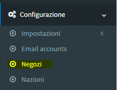 Menu negozi